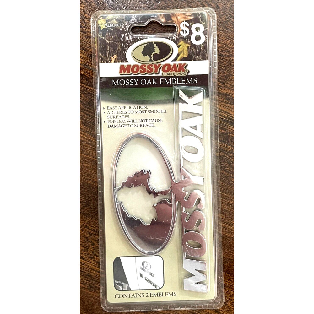 Mossy Oak Brand Camo High Quality Chrome Finished ABS Emblems (2), New On Card